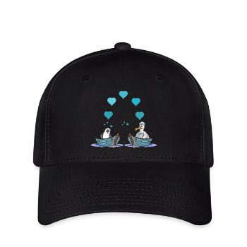 Möwen Möwe Liebe Herz Valentin Seemann Boot - Flexfit Cap - Schwarz - Vorne