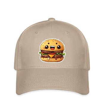 Mignon Kawaii Burger – Design de dessin animé rieur - Casquette Flexfit - kaki - Devant