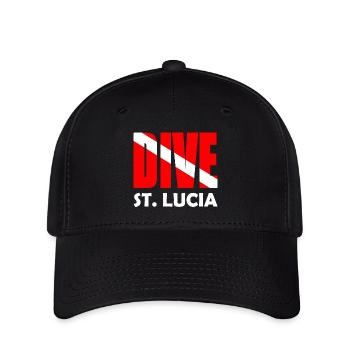 Dive St. Lucia - Diver Down Flag Scuba Diving - Flexfit Cap - black - Front