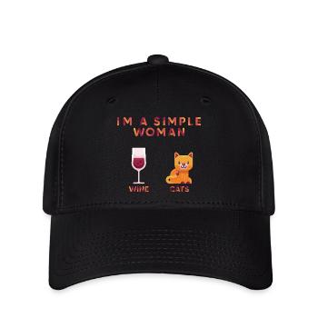Im a simple Woman, Cats Wine, Katze - Flexfit Cap - Schwarz - Vorne