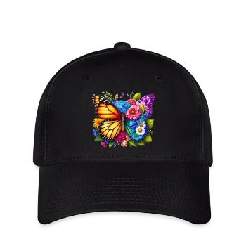 Bunter Schmetterling, von der Natur inspirierte Sommerstimmungen - Flexfit Cap - Schwarz - Vorne