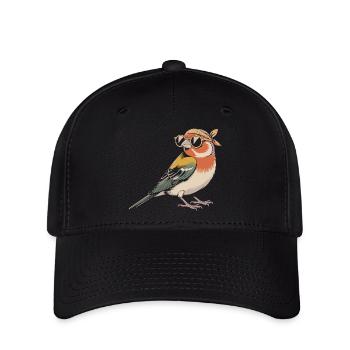 RetroVogel mit Bandana - Flexfit Cap - Schwarz - Vorne