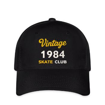 Vintage 1984 Skate Club Retro Geburtsjahr Geschenk - Flexfit Cap - Schwarz - Vorne