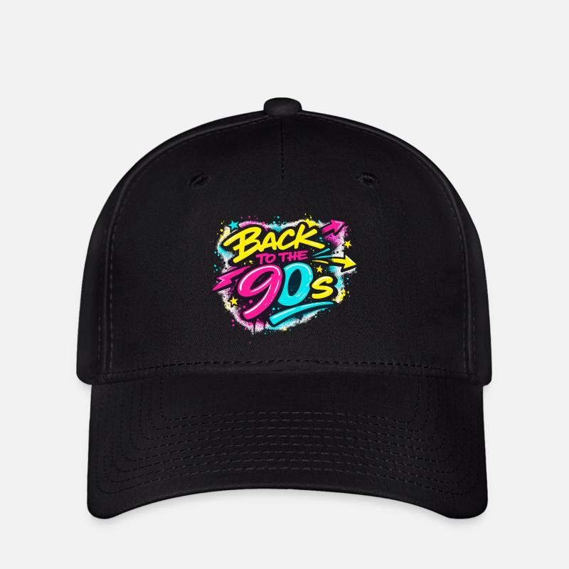 Retour aux graffitis néon des années 90 - Casquette Flexfit - noir