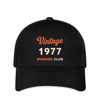 Vintage 1977 Running Club Geburtstag Geschenkidee - Flexfit Cap - Schwarz - Vorne