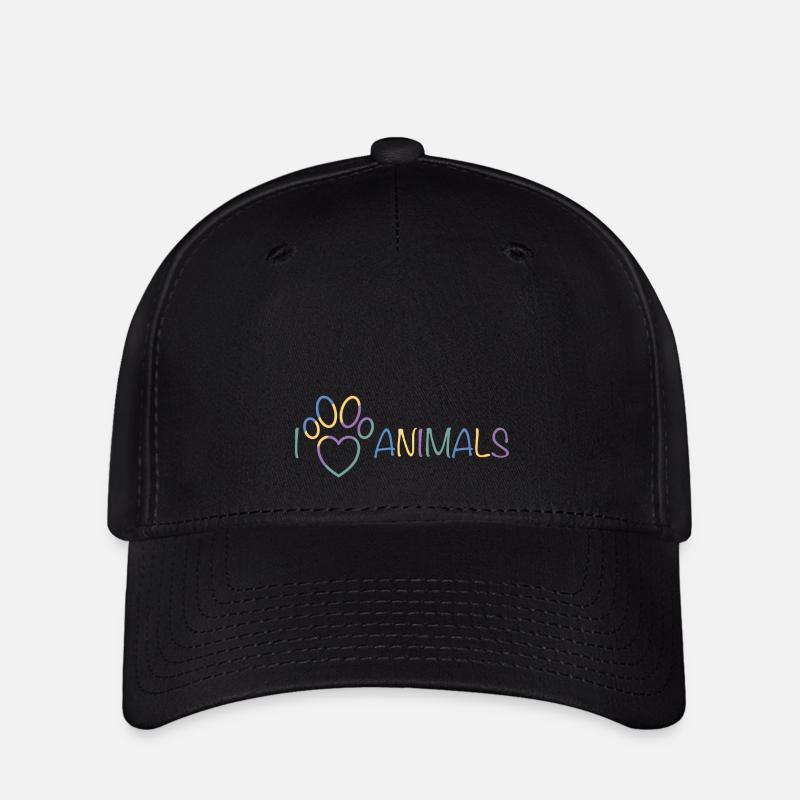 I Love Animals - Flexfit Cap - Schwarz