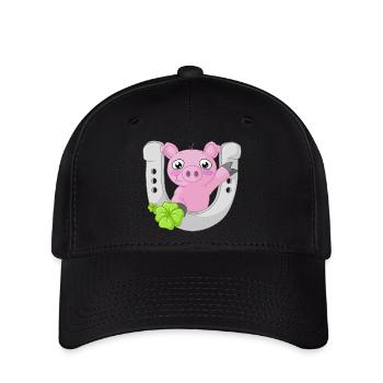cochon comique du bonheur - Casquette Flexfit - noir - Devant