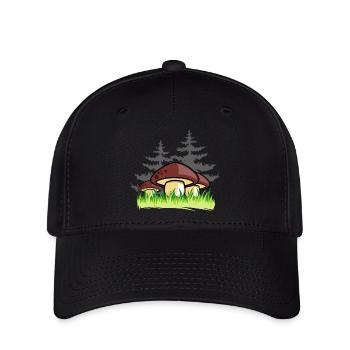 pilze wald natur geschenkidee - Flexfit Cap - Schwarz - Vorne