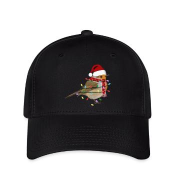 Rotkehlchen Lichterkette Weihnachten Vogel Mütze - Flexfit Cap - Schwarz - Vorne