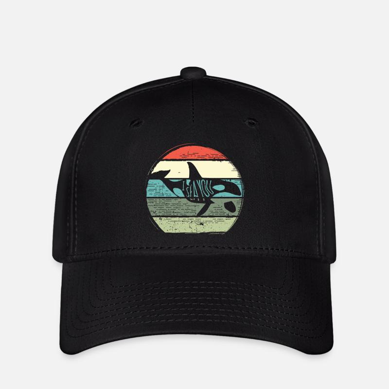 Cercle Retro du Coucher de la Baleine - Casquette Flexfit - noir