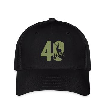 Jäger 40. Geburtstag Jagd 40 Jahre Zahl Hirsch - Flexfit Cap - Schwarz - Vorne