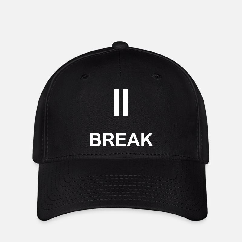 Pause sign "BREAK" – minimalist work & ch - Flexfit Cap - black