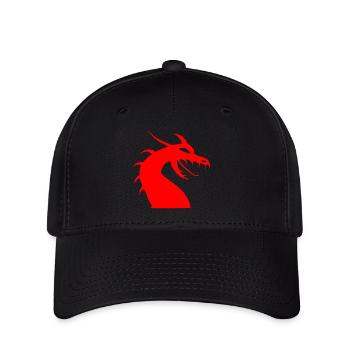Silhouette de tête de dragon rouge - Casquette Flexfit - noir - Devant