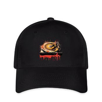 Disque Vinyle LP Platine Rétro - Casquette Flexfit - noir - Devant