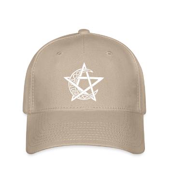 White Lunar Pentagram - Flexfit Cap - khaki - Front