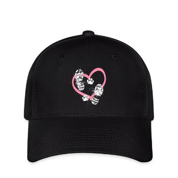 Mensch und Hund - Abdruck mit Herz - Flexfit Cap - Schwarz - Vorne