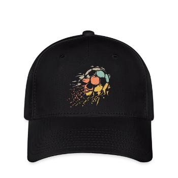 retro Fußball Ball zerfetzt vintage Farben Symbol - Flexfit Cap - Schwarz - Vorne