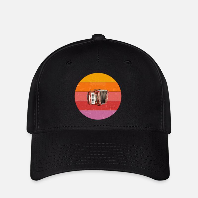 Sunset accordion retro vintage sunset - Flexfit Cap - black