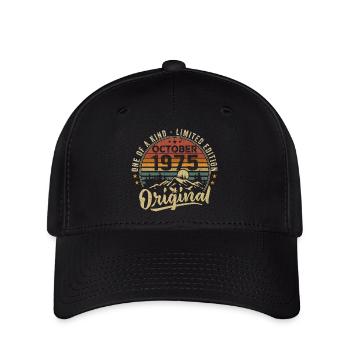 Cadeau Anniversaire | Millésime Né(e) Octobre 1975 - Casquette Flexfit - noir - Devant