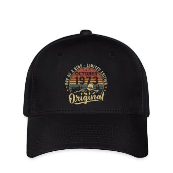 Cadeau Anniversaire | Millésime Né(e) Octobre 1973 - Casquette Flexfit - noir - Devant