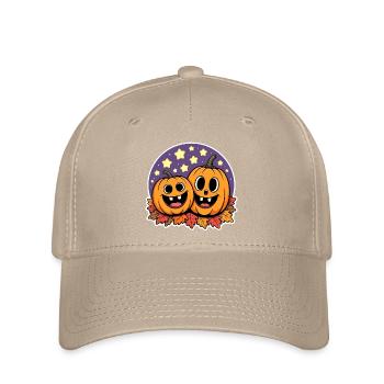 Two Happy Pumpkins Autumn - Flexfit Cap - khaki - Front