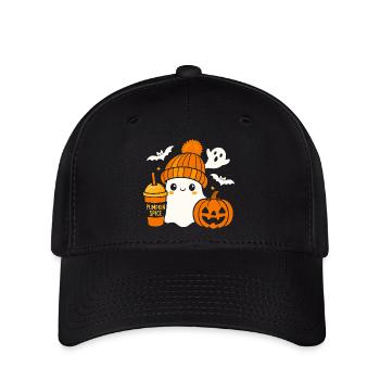 Mignon fantôme chapeau de café dessin animé Halloween - Casquette Flexfit - noir - Devant