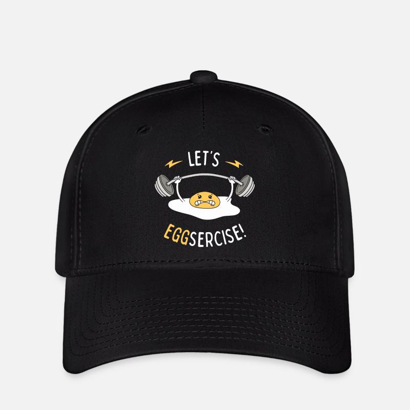 Let's Eggsercise! - Flexfit Cap - black