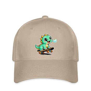 Green Dino Skateboard Hero - Flexfit Cap - khaki - Front
