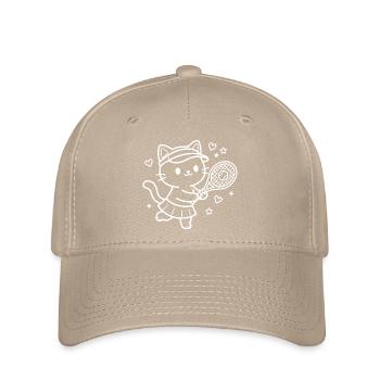 Kawaii Katze Tennisspieler - Flexfit Cap - Khaki - Vorne