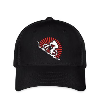 Motiv Mountainbiker Downhill Geschenk - Flexfit Cap - Schwarz - Vorne