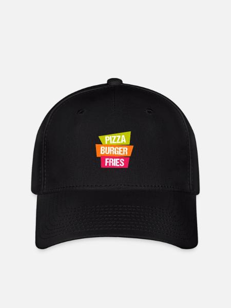 Pizza Burger Pommes - Flexfit Cap - Schwarz