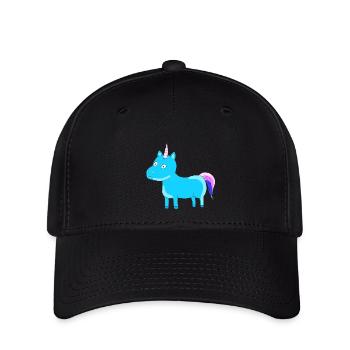Einhorn Unicorn Himmelblau Geschenk Idee Schweif - Flexfit Cap - Schwarz - Vorne