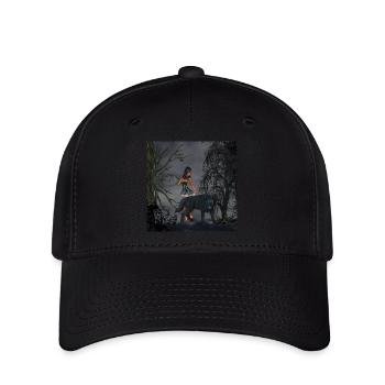 Fée génial avec loup - Casquette Flexfit - noir - Devant