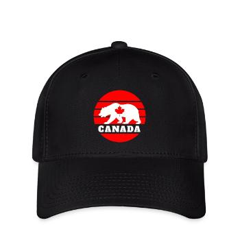 Canada ours avec feuille d’érable / cadeau Amérique du Nord - Casquette Flexfit - noir - Devant