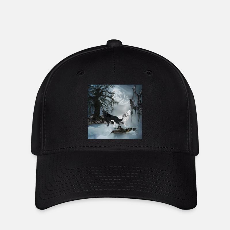 Stunning black and white wolf - Flexfit Cap - black