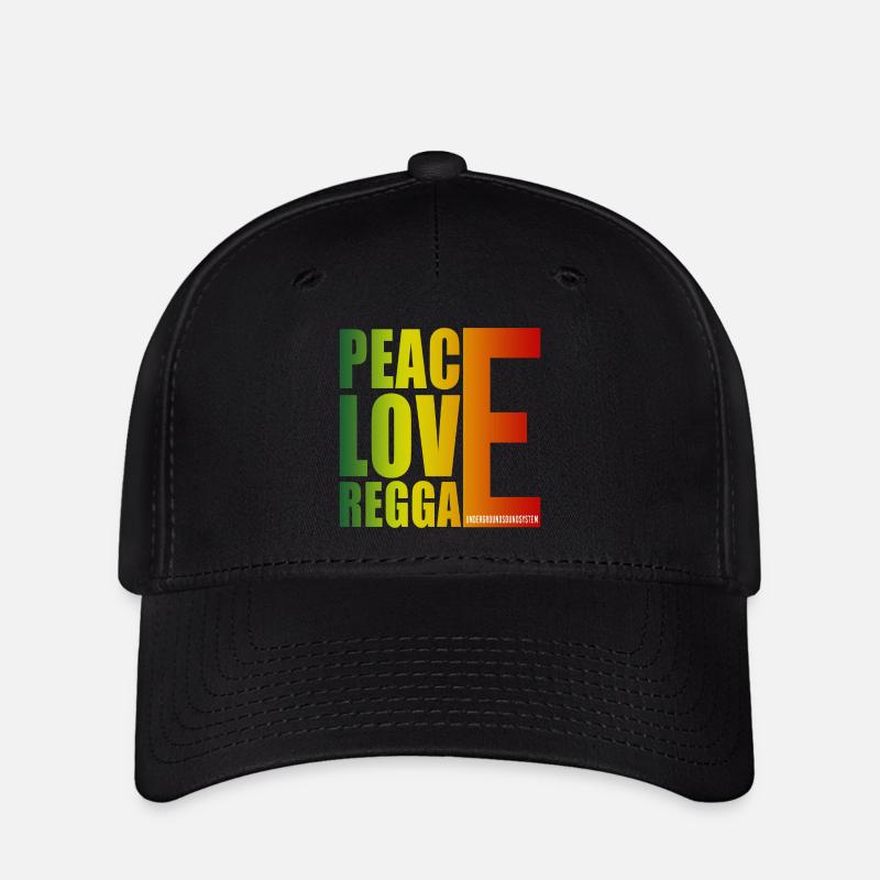 Paix Amour Reggae Gradient - Casquette Flexfit - noir