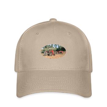 Rote Traktoren im Feld - Flexfit Cap - Khaki - Vorne