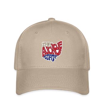 Die Buckeye State Ohio Karte Wortwolke - Flexfit Cap - Khaki - Vorne
