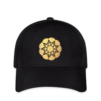 Blume Mandala Gold Yoga Ornament Sonne Zentrum om - Flexfit Cap - Schwarz - Vorne