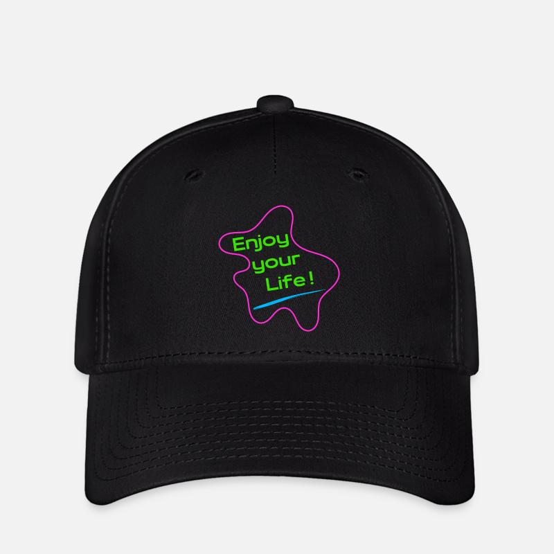 Enjoy your life - Genieße dein Leben - Sei positiv - Flexfit Cap - Schwarz