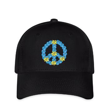 Signes de Paix Paix Design fleur hippie - Casquette Flexfit - noir - Devant