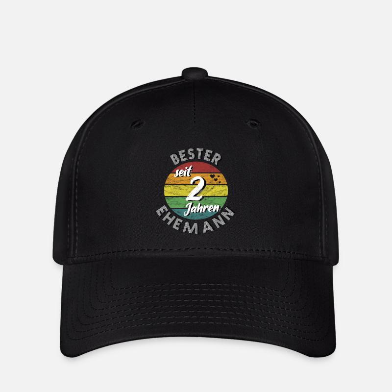 bester Ehemann seit 2 Jahren 2. Hochzeitstag retro - Flexfit Cap - Schwarz