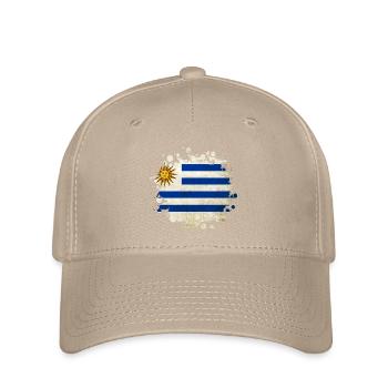 Uruguay Klecks Flaggen Design - Flexfit Cap - Khaki - Vorne