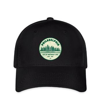 Philadelphia Skyline Vintage Abzeichen - Flexfit Cap - Schwarz - Vorne