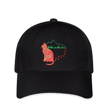 katze mit spuren e 91 - Flexfit Cap - Schwarz - Vorne