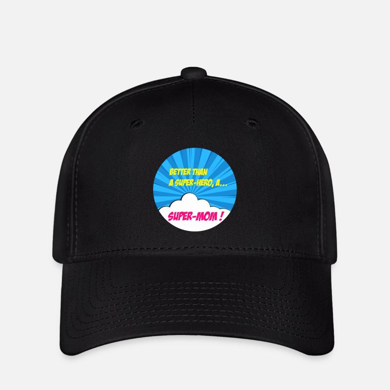 Super-mom super-hero. Best mom Mother's day Comics - Flexfit Cap - black