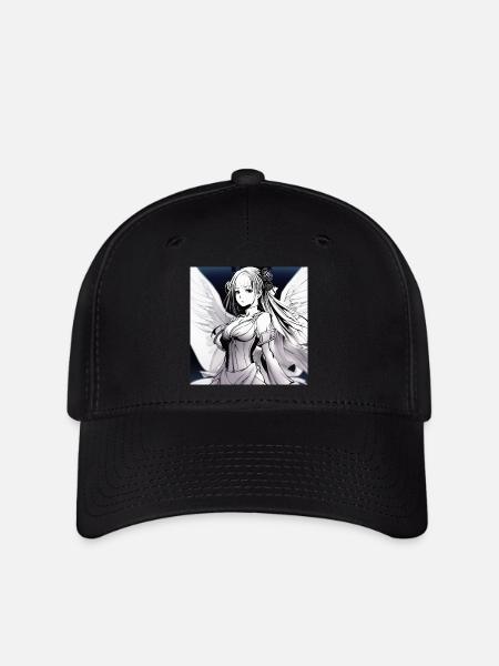 Engelfigur im Noir-Kontrast - Flexfit Cap - Schwarz