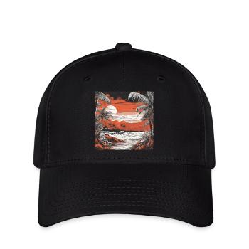 Plage Vintage - Casquette Flexfit - noir - Devant