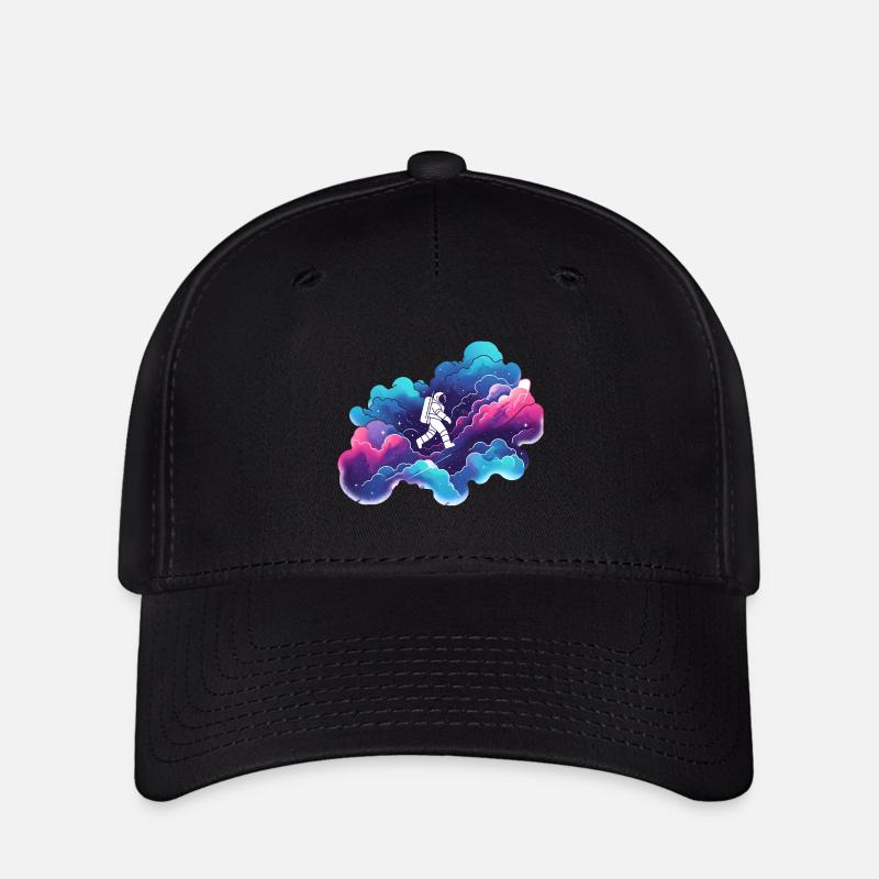 Astronaut in the Colorful Nebula: Space Hike - Flexfit Cap - black