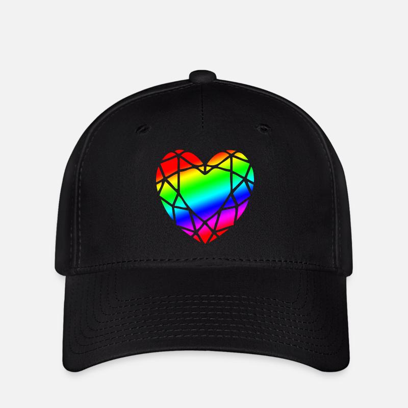 Fierté LGBTQ coeur en forme de diamant - Casquette Flexfit - noir